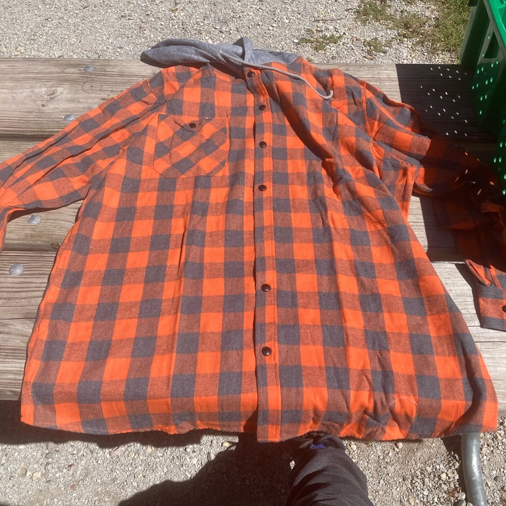 Plaid button up hoodie